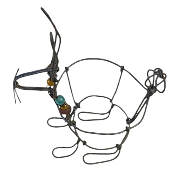 Vintage Crafted Beaded Wire‎ Art Minimalist Animal Sculpture Vase Candle Holder main image 5